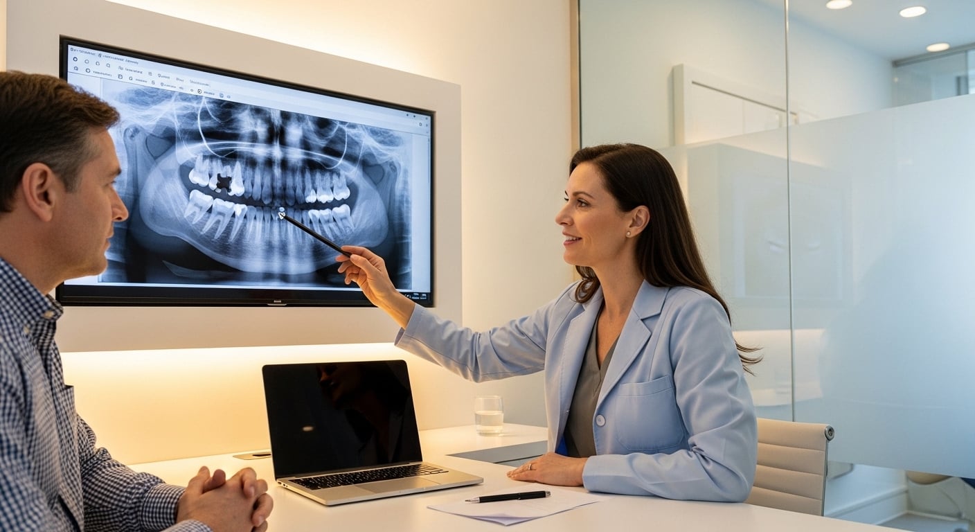 Dental implant consultation in modern clinic setting.